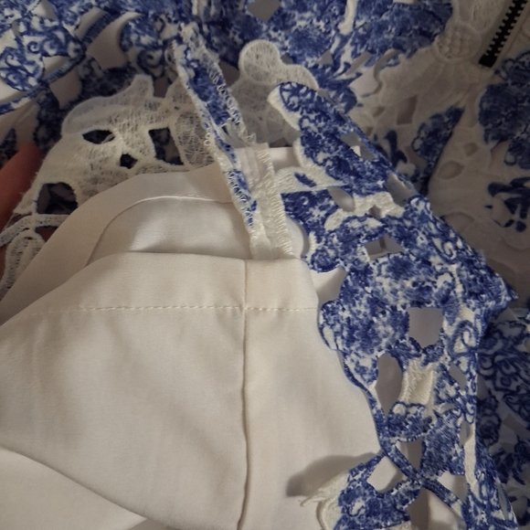 White House Black Market Blue & White Floral Lace Midi Dress - Picture 2 of 7